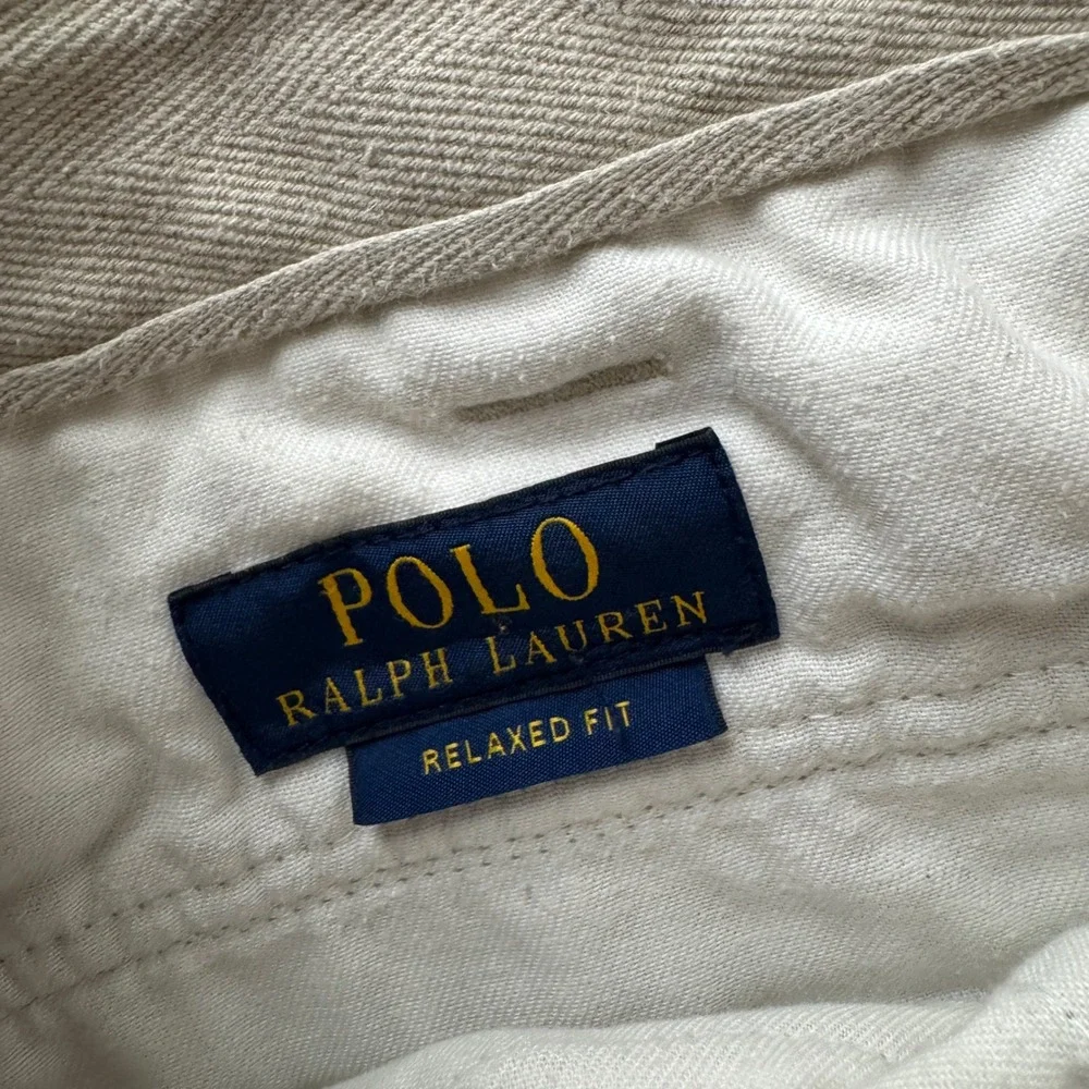 Polo Ralph Lauren Mens Khaki Tan Relaxed Cotton Cargo‎ Shorts Size 40 Utility